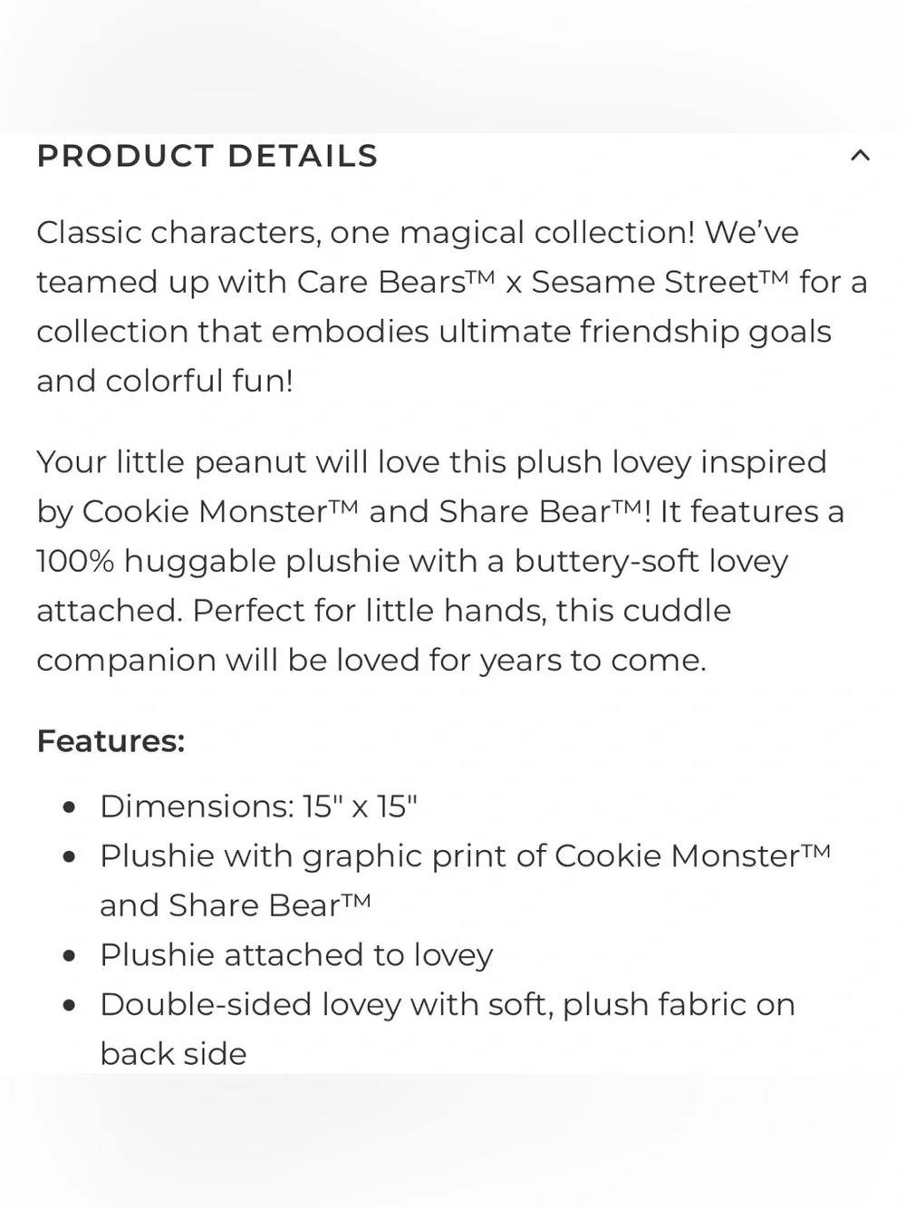 Posh Peanut Blue Cookie Monster & Care Bear Lovey